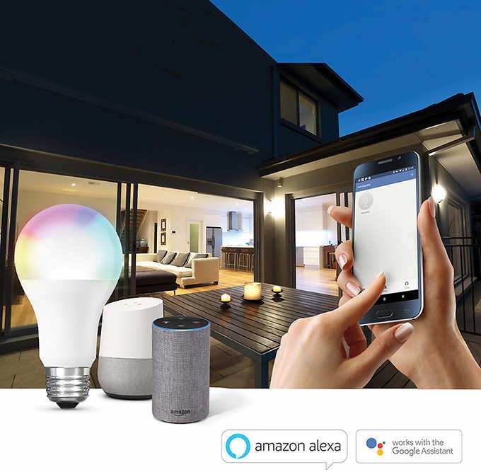 Smart Color-Changing LED Bulbs (4-Pack) for Google & Alexa, 9W (60W Replacement), E26 Base, A19 Shape by Feit Electric