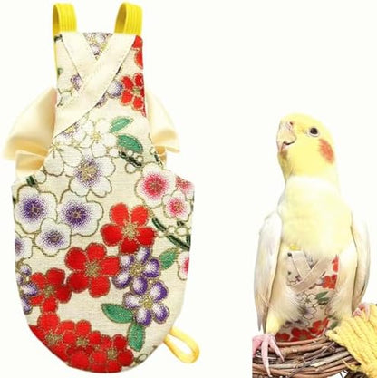 Bird Flight Suits Diapers, Parrot Flight Suits Diapers for Quaker Parakeets Cockatiels Conures Macaw African Grey, Bird Diaper, Parrot Clothes (Almond,S)