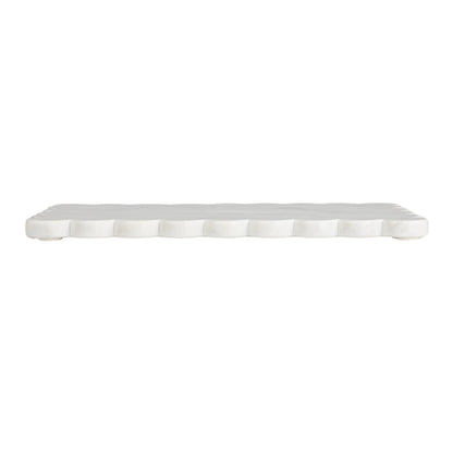 Creative Co-Op Marble Cheese Board with Scalloped Edge, White