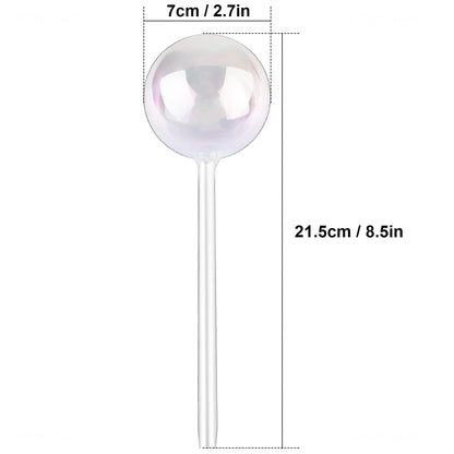 Tomorotec [3PCS] Light Iridescent Rainbow Gradient Color Clear Glass Self-Watering System Spikes, Automatic Plant Waterer Bulbs