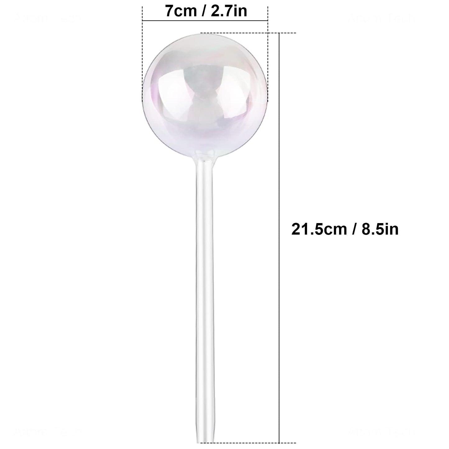 Tomorotec [4 PCS] Light Iridescent Rainbow Gradient Color Clear Glass Self-Watering System Spikes, Automatic Plant Waterer Bulbs