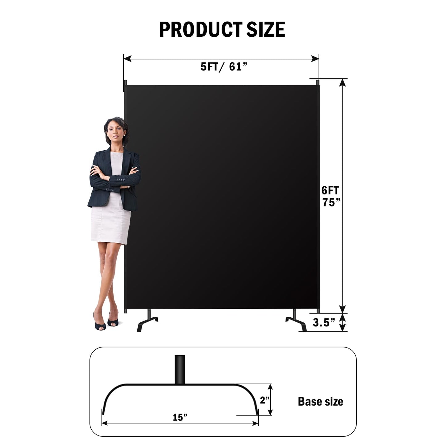 Room Divider Panel, 100% Blackout Privacy Screens with Wider Feet, 5Ft x 6FT Portable Room Partition for Room Separator, Room Divider Screen Partition Room Dividers Freestanding
