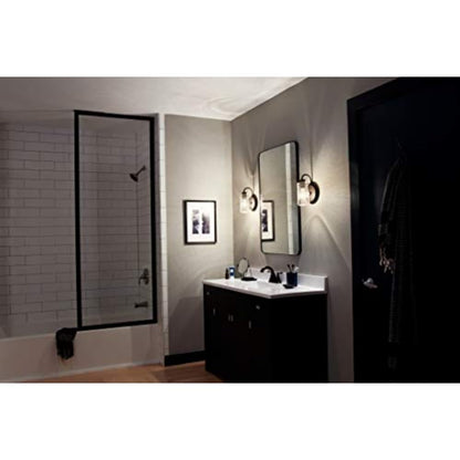 Kichler Braelyn 9.5" Wall Sconce in Olde Bronze®, 1-Light Industrial Wall Mount with Clear Seeded Glass, (9.5" H x 5" W), 45457OZ