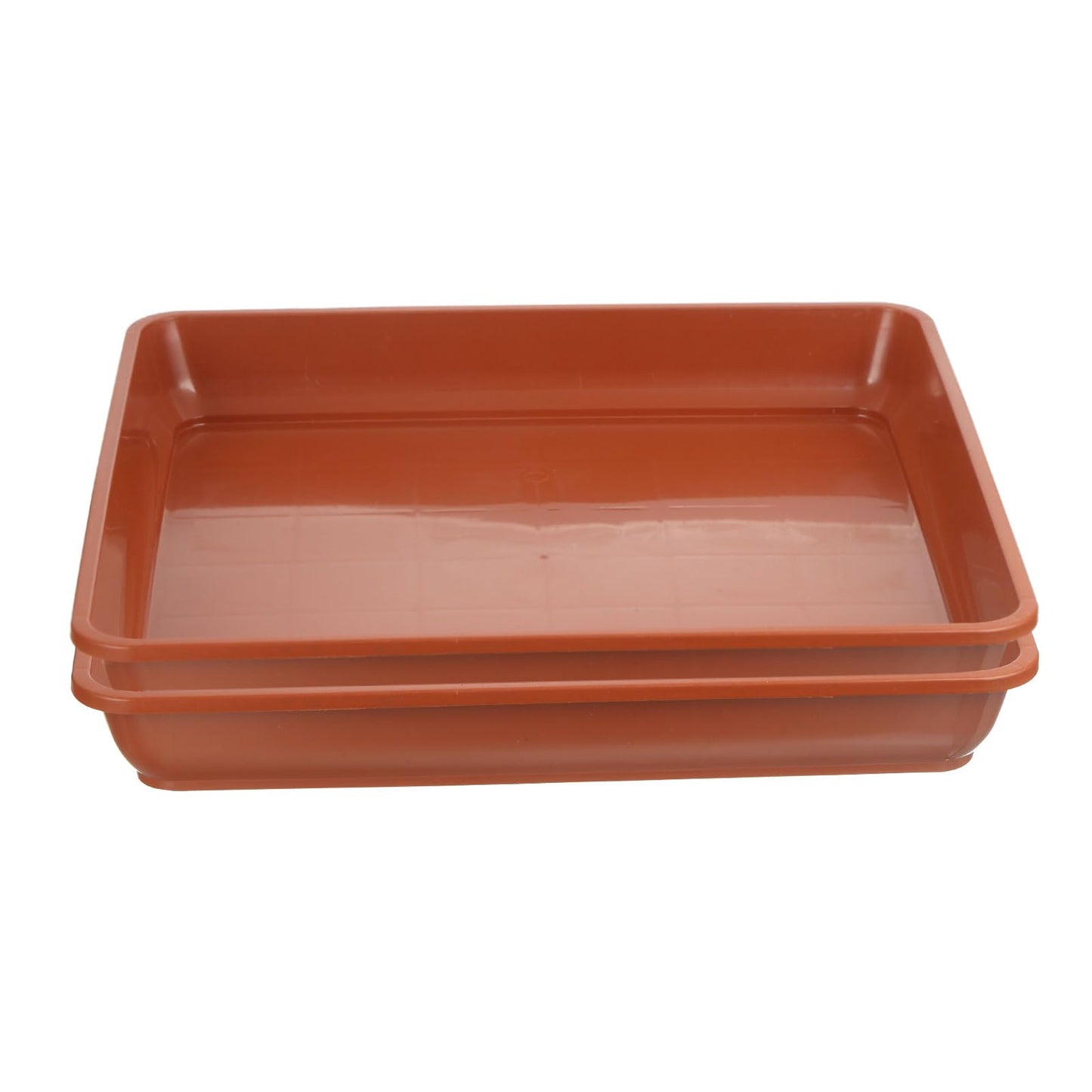 PATIKIL 21 Inch Plant Saucer Tray, 2 Pack Plastic Square Plant Saucer Large Deep Plant Pot Saucers Heavy Flower Planter Drip Tray for Indoors Outdoors Plants, Terracotta