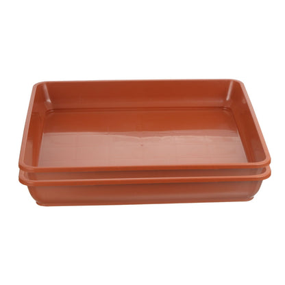 PATIKIL 21 Inch Plant Saucer Tray, 2 Pack Plastic Square Plant Saucer Large Deep Plant Pot Saucers Heavy Flower Planter Drip Tray for Indoors Outdoors Plants, Terracotta