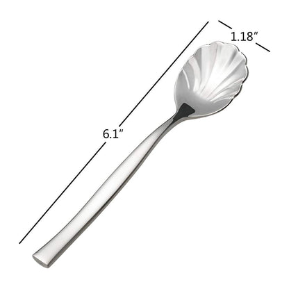 Xowine 12 Pieces Stainless Steel Shell Shape Sugar Spoon, Vintage Shell Shape Stir Spoons