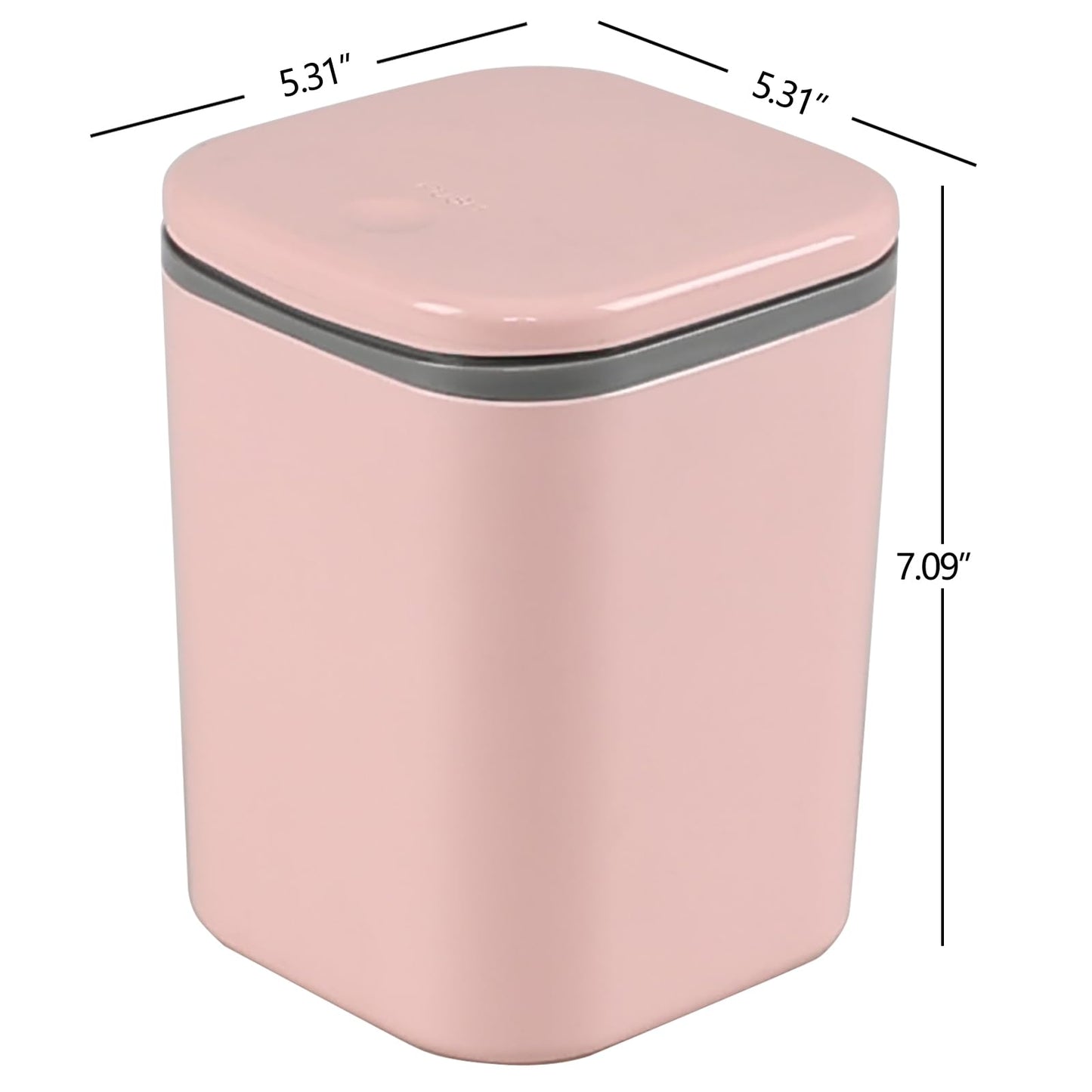 Yesdate Mini Desk Trash Can Press Type Lid, 2 L/0.5 Gallon Tiny Countertop Waste Basket, Plastic Covered Garbage Bin for Desk Top, Pink