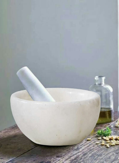 Serene Spaces Living Small White Natural Marble Bowl, Decorative Multi-Purpose Bowl- Use as Centerpiece Bowl, Candle Holder, 1.5" Tall & 3" Diameter, Set of 2