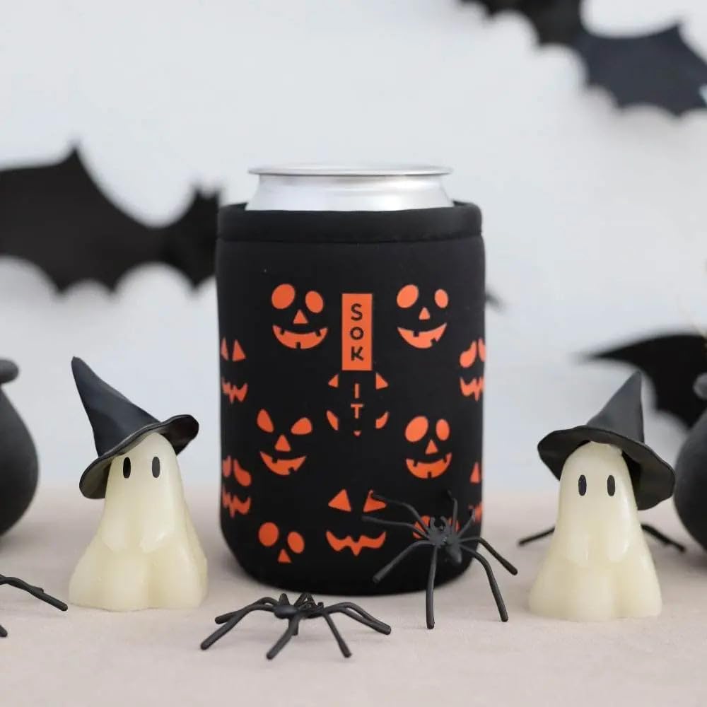 Sok It CanSok Sleeve for Beer & Soda Insulated Neoprene Cover (Fright Night Lights, 12oz Slim Can Sleeve)