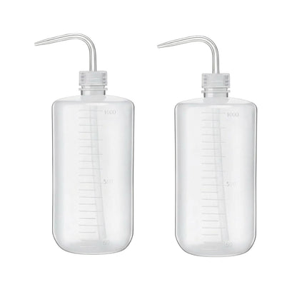 2PCS 1000ml Empty Clear Plastic Plant Flower Succulent Watering Bent Mouth Watering Cans Measuring Squeeze Bottle for Home Garden Use