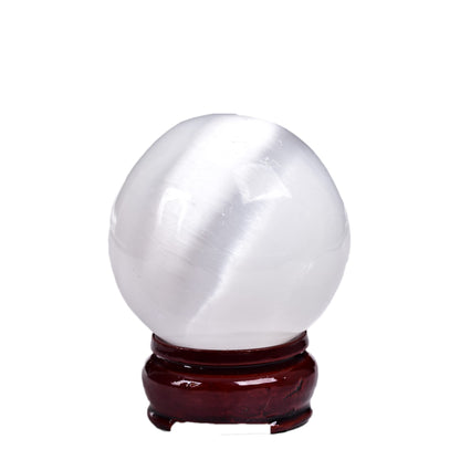 JIC Gem 1pcs 4.5" White Selenite Crystal Ball for Meditation、Fengshui、Home Decors Healing Crystal Ball