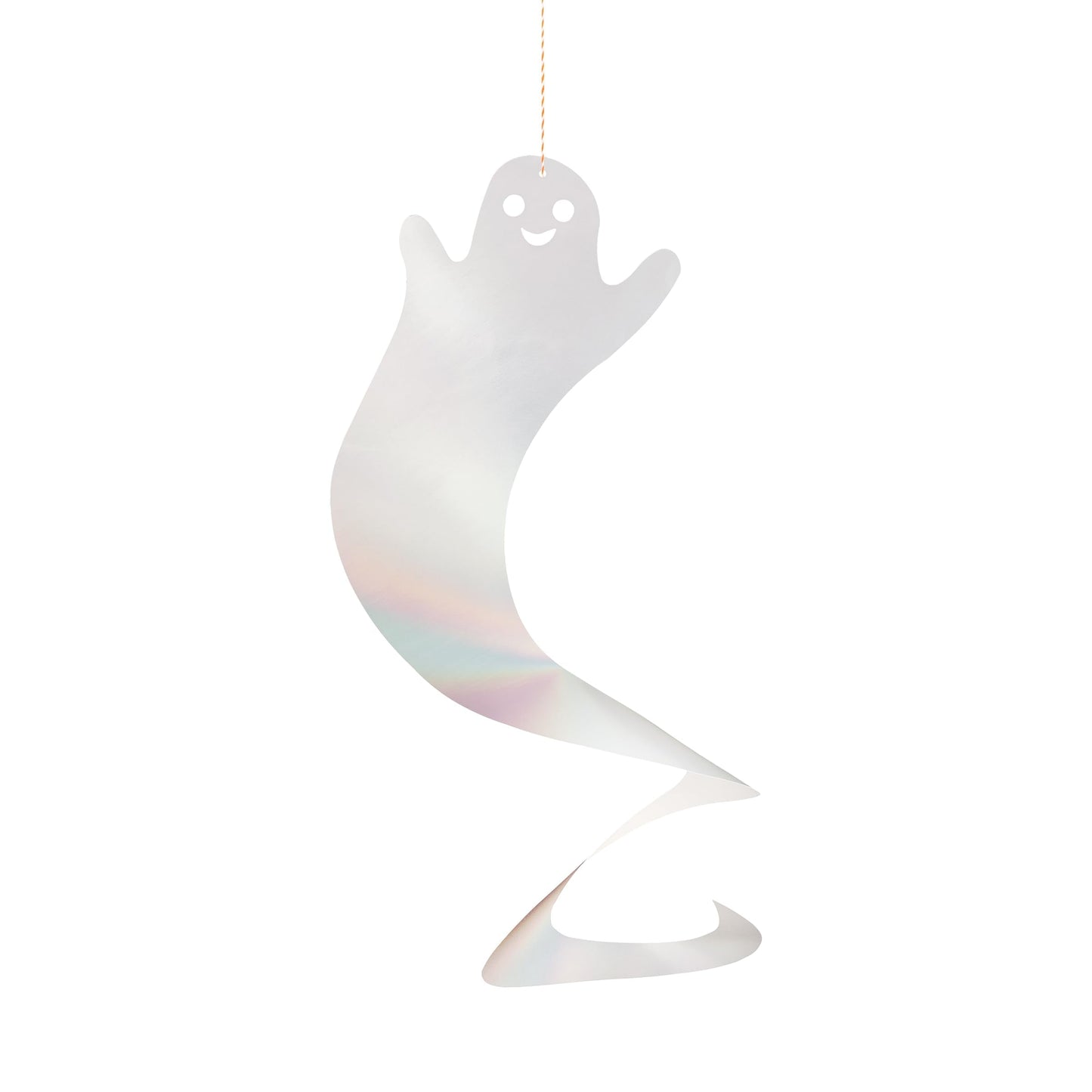 Meri Meri Halloween Spinning Ghost Hanging Decorations (Pack of 10), 20" Tall, Includes Hanging Twine, Easy to Hang, Double Sided Silver Foil Halloween Party Decorations