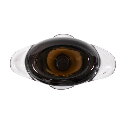 Howard Elliott Collection Smokey Umber Flared Edge Glass Vase Short, Handcrafted Amber Glass Vase with Sculpted Shape, Decorative Accent for Table, Shelf or Centerpiece, 9.875H x 12.25W x 5.875D