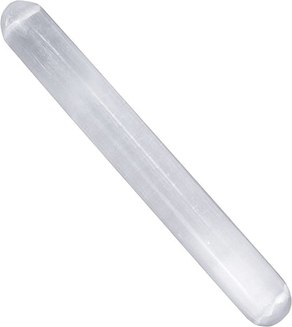 NORTHLANDZ Selenite Crystal Massage Wand 6 Inches, Moroccan White Healing High Efficient Energy Crystals for Anxiety Relief, Yoga, and Meditation, Ideal for Gift and Home Decor