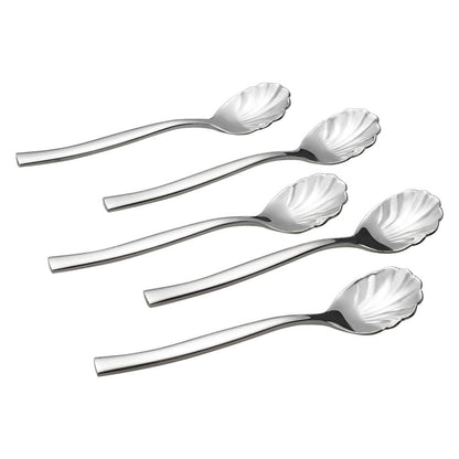 Xowine 12 Pieces Stainless Steel Shell Shape Sugar Spoon, Vintage Shell Shape Stir Spoons