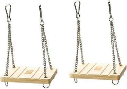 ORFOFE 2pcs Natural Swing Ladder for Hamsters Wooden Teeth Chain Toy Exercise Swing for Parrots Birds Chickens Pet Toy