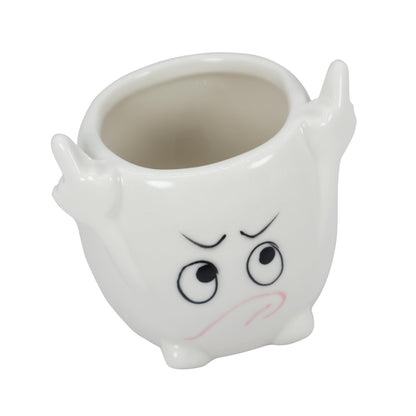 Gemseek Funny Face Succulent Planter Pot with Drainage Tray, Small White Ceramic Cactus Flower Container, Cute Decorative Indoor Air Plants Holder