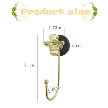 ZH-ZHENGHENG 4pcs Skull Magnetic Hook,Magnetic Hooks Heavy Duty for Classroom Beach Vacation Kitchen Grills Home (Gold)
