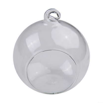Hanging Glass Ball Vase Clear Borosilicate Terrarium Container With Open Mouth And Flat Bottom For Succulent Plants Air Flowers Home Garden Wedding Party Decoration(10cm)