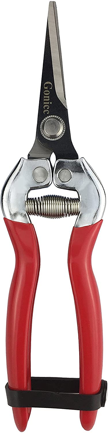 gonicc 8" Professional Premium Titanium Bypass Pruning Shears (GPPS-1003), Hand Pruners, Garden Clippers, Bonsai Cutters (Red Micro-Tip Pruning Snip)