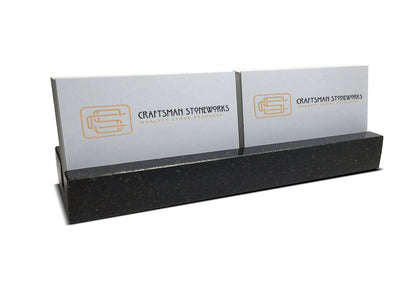 Multiple Business Card Holder for Desk - Black Granite Visiting Card Holder - Holds up to 40 Cards - Desktop Business Card Stand for Home & Office - Elegant & Luxurious Office Desk Accessories