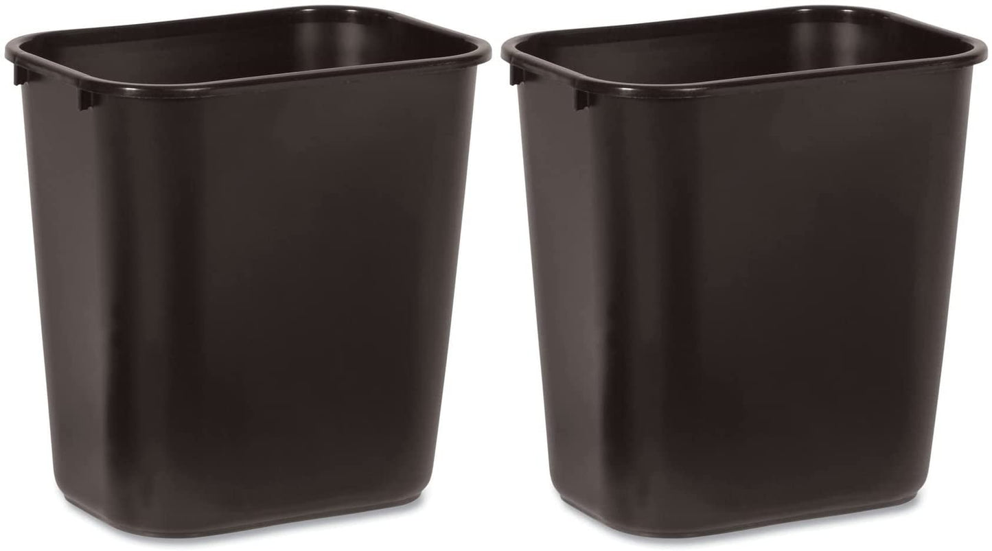 Rubbermaid Commercial 295600BK Deskside Plastic Wastebasket, Rectangular, 7 gal, Black (2)
