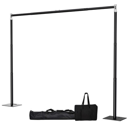 Gsskny Pipe and Drape Backdrop Stand, 10x10ft Heavy Duty Backdrop Stand with Metal Base, Adjustable Height & Width, Black Background Holder for Wedding Photography Birthday Party Baby Shower Decor（Capacity of up to 25 lbs）