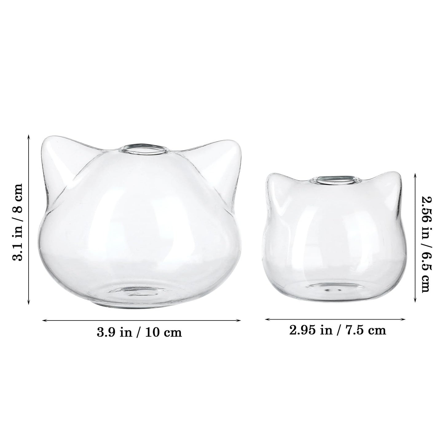 BESPORTBLE 2pcs Cat Shaped Hydroponic Glass Vases for Plants, Small Decorative Terrarium Vase Set, Portable Home Décor Flower Containers