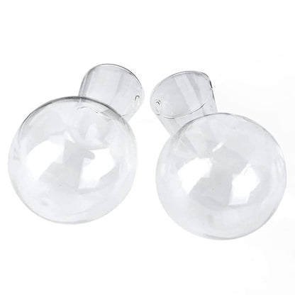 Kingbuy Bulb Glass Vase with Side-Hole (Hole to Hole Opening Dia.: 1.18 in) for Replacement Planter Terrarium with Wooden Stand Accessories Desktop Hydroponics Water Plant Propagation Station, 2 Pack