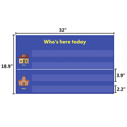 AUVCAS Classroom Attendance Pocket Chart with Helping Hands & 36 Reusable Dry-Erase Student Cards for Visual Tracking, Preschool Kindergarten Daycare, 32.2" x 19"