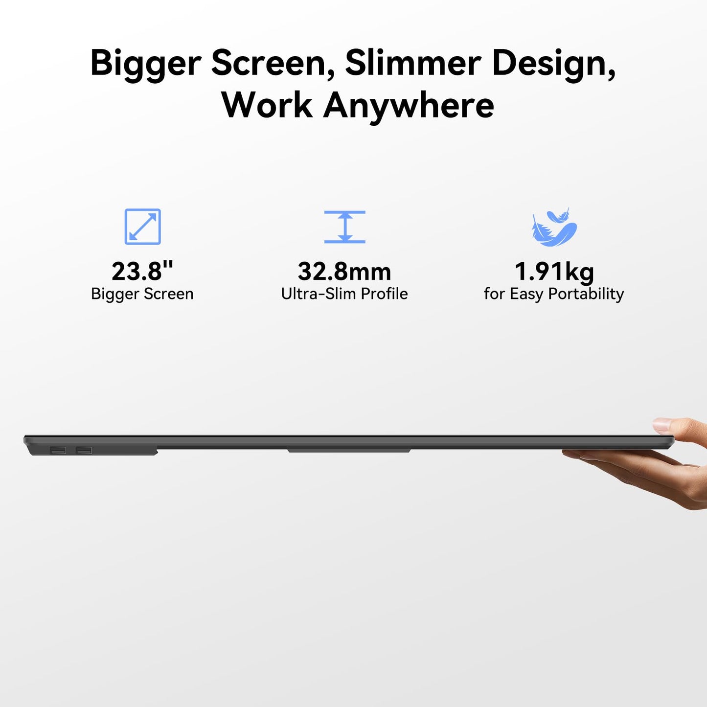Blackview 24" Large Portable Monitor,1080P FHD 100Hz IPS Laptop Monitor Extender with Rotating Stand & VESA, Built-in Speakers, Portable Second Screen with USB-C HDMI for Work Gaming Office Home