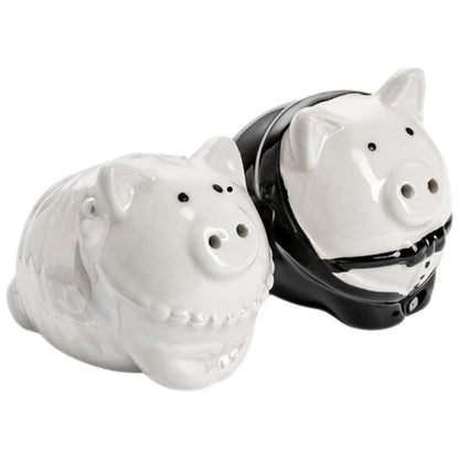 1 Pair Ceramic Pig Salt Pepper Shakers Wedding Favor Kitchen Seasoning Jars Bride Groom Set