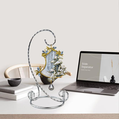 YY YEARCHY Ornament Display Stand for Mini Hanging Glass Globe Ball, Air Plant Flower Holder (Silver, 7.7" x 4.3")