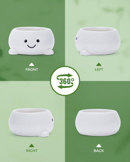GaloTrek Smily Face Planter Pot Funny Toilet Plant Pots Cute Ceramic Flower Head Planters Succulent Pots for Indoor Outdoor Plants Unique Bathroom Planter with Drainage Hole