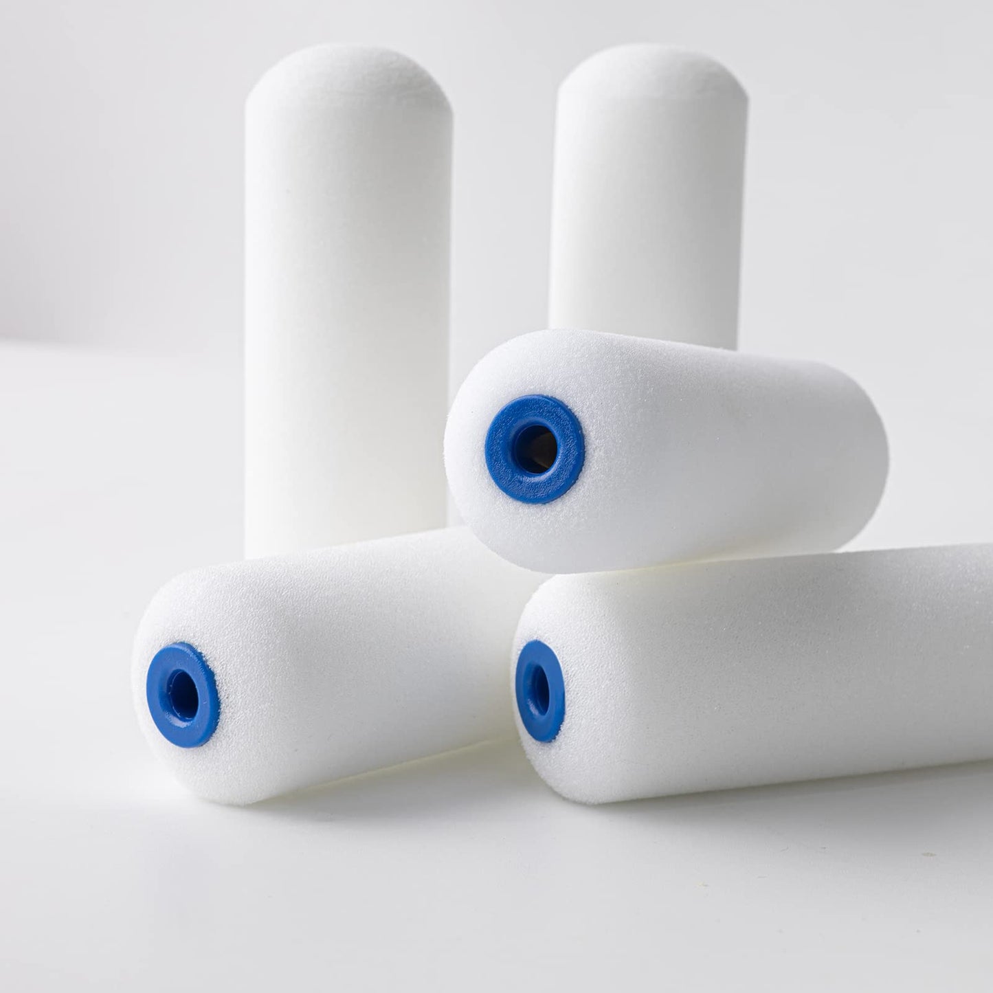 Mister Rui Foam Paint Roller, 4 inch Paint Roller 8 Pack, Small Paint Roller, High Density Foam Paint Roller Tray and Liner Set, Sponge Rollers for Painting and Staining