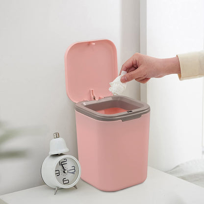 Morcte 0.5 Gallon Tiny Trash Can, Mini Desktop Garbage Can with Push Button Lid, Pink