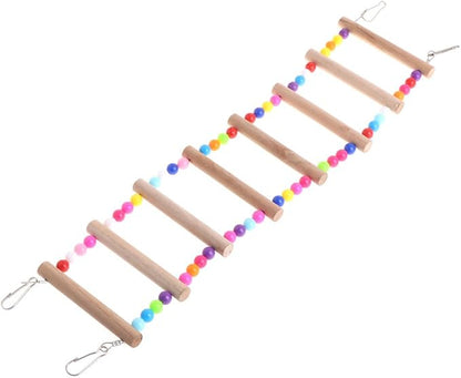 Pet Ladder Bird for Parrots African Greys Parakeets Conures Hamster Crawling Bridge Wooden Cage Perch Swing Toy