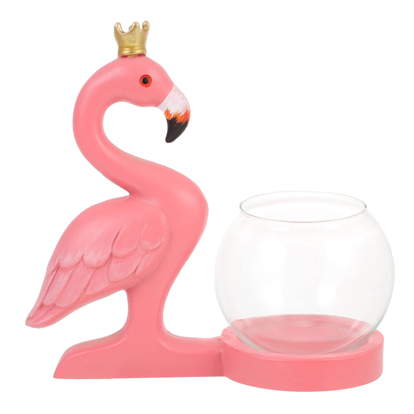 Hemobllo Creative Flamingo Hydroponic Plant Vase Glass Resin Desktop Terrarium for Air Plants Pothos Vine Centerpiece Home Decor with Removable Vase for Easy Cleaning