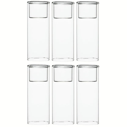 CYS EXCEL Clear Glass Tealight Candle Holders Bud Vases (Pack of 6) Hurricane Candle Holders Home Décor Wedding Candle Centerpiece Cylinder Vases