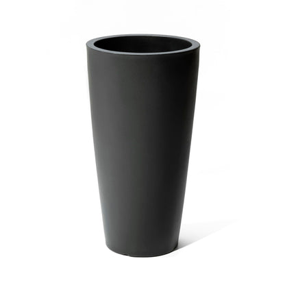 Step2 Tremont Tall Round Tapered Planter, 28" Tall, Indoor/Outdoor Plants, Efficient Drainage, Durable Resin, Onyx Black