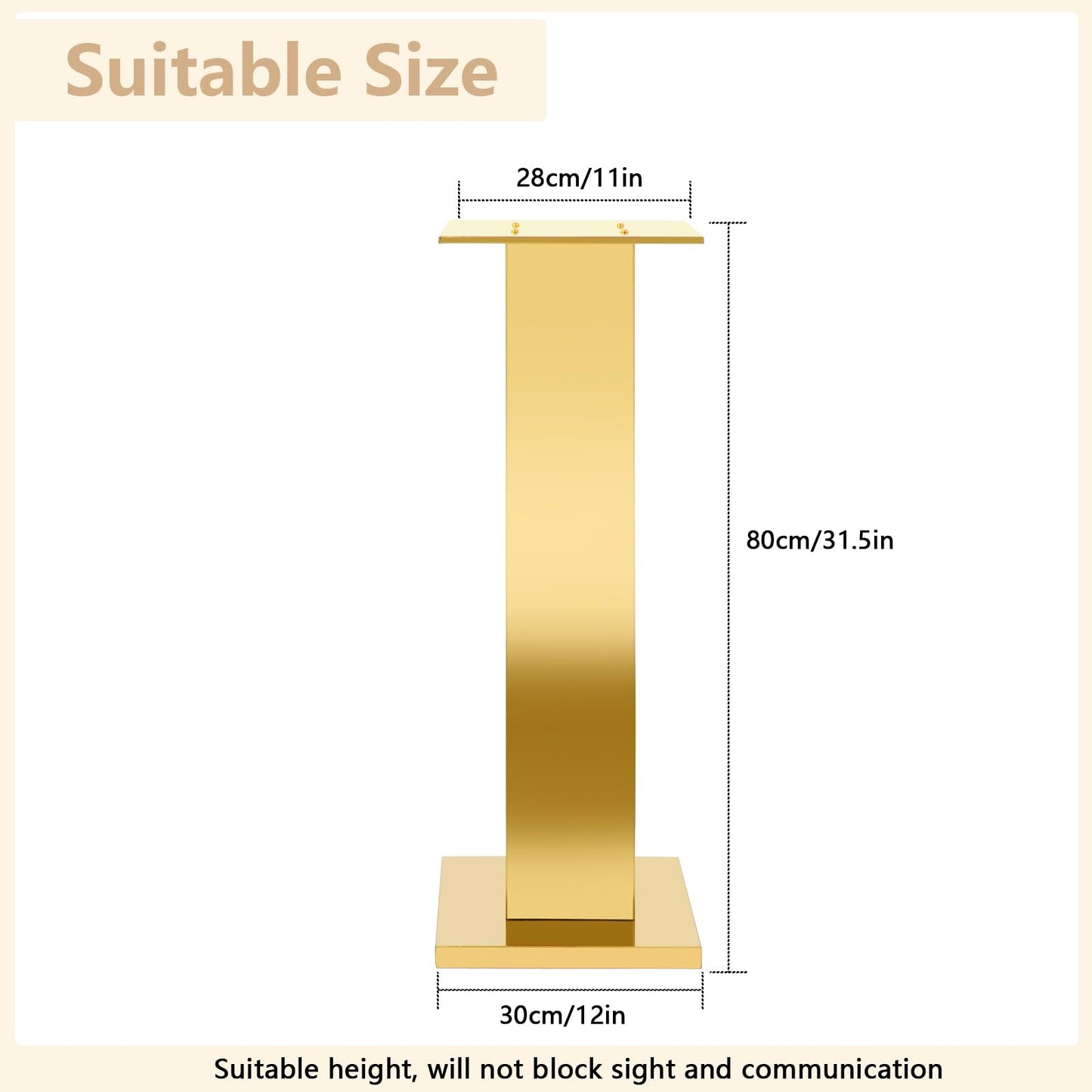 Hafyow 2PCS Tall Gold Vases for Centerpieces,31.5inch Stainless Steel Column Geometric Centerpieces Wedding Flower Stand Flower Floor Vase for Tables Wedding Anniversary Birthday Party Decor