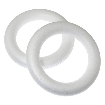 RLECS 4pcs 6.7 Inch Foam Wreath Forms for Crafts White Circles for Christmas Decorations Wreath Shaped Foam Ring