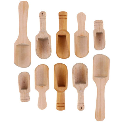 DOITOOL 10Pcs Small Salt Spoon Wooden Salt Spoon Set Mini Tea Scoop and Seasoning for Tea Leaves Bath Condiments Flour Smooth Surface for Kitchen Home Use