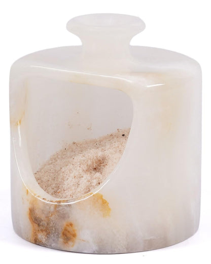 Radicaln Marble Salt Cellar 4.5" Inches White Onyx Handmade Salt & Spices Storage Container For Kitchen Countertop, Ideal Pig Salt Box, Salt Bowl & Spice Jar for Table Decor