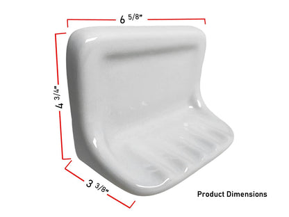 Tenedos White Glazed Ceramic Soap Dish Holder for Bathroom Wall – Bathroom Accessory Kit, Not for Flat Surface Installation, Mount with Tile Adhesion