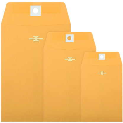 Zonon 100 Pieces, 9 x 12 Clasp Envelopes, 3 Sizes 9'' x 12'', 6'' x 9'', 5 ''x 7'', Kraft Manilla Envelope with Closure for Filing, Storing, Privacy Ensuring or Mailing Documents
