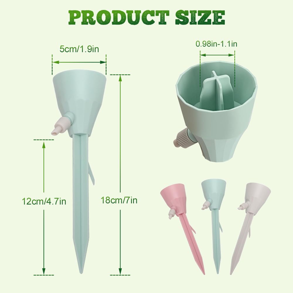 Runsgo Self Watering Spikes, Slow Release Automatic Plant Waterer with Adjustable Valve, Vacation Watering Devices for Indoor Outdoor Plants Garden (6, Green)