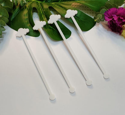 Cloud Drink Stirrers,Acrylic Stir Sticks for Engagement Party,Party Decor,Baby shower,Bridal Shower,Birthday (White)