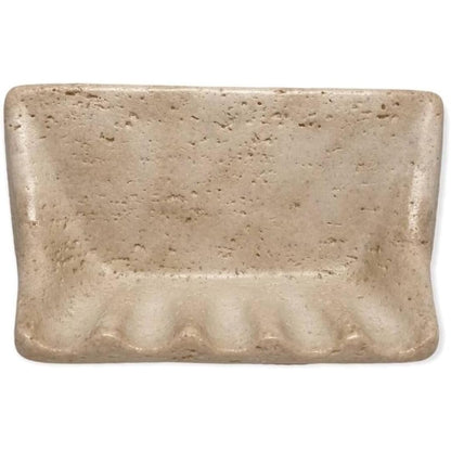 Tenedos Premium Light Travertine Resin Soap Dish Holder – 8.5" x 5" – Wall Mount for Bathroom, Fits Ceramic, Porcelain, Stone Surfaces – No Back Insert – (Light Yellow)