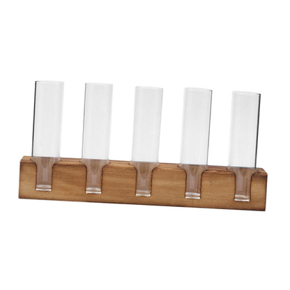 Gcljlmy Plant Terrarium Plant Propagation Station Planter Wooden Base Plants Glass Vase Unique Bud Vase 5 Glass Test Tubes Vase